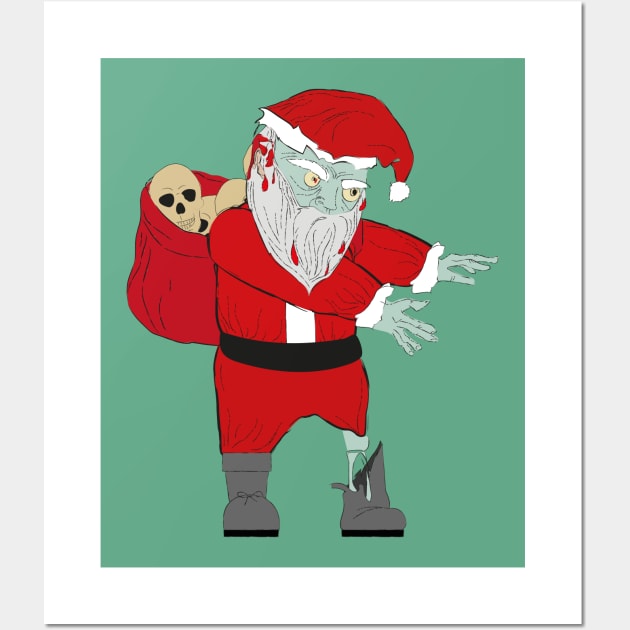 Scary Funny Dabbing Zombie Santa Claus Halloween Christmas Gift Wall Art by klimentina